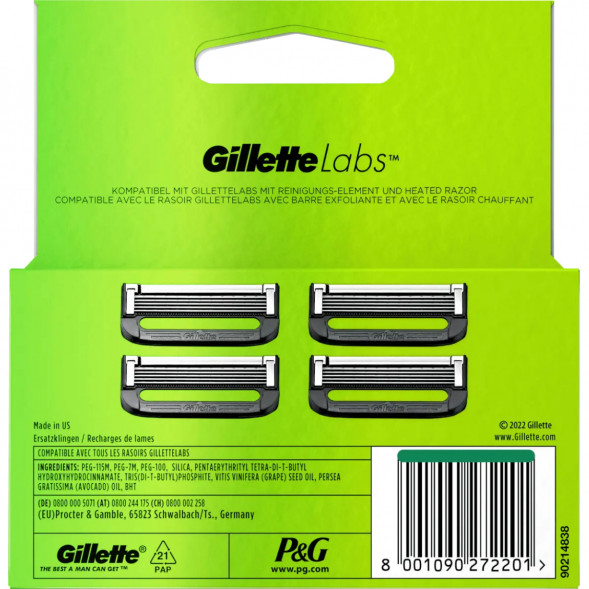 Лезвия для бритвы Gillette Labs, 4 шт. в Нижнем Новгороде