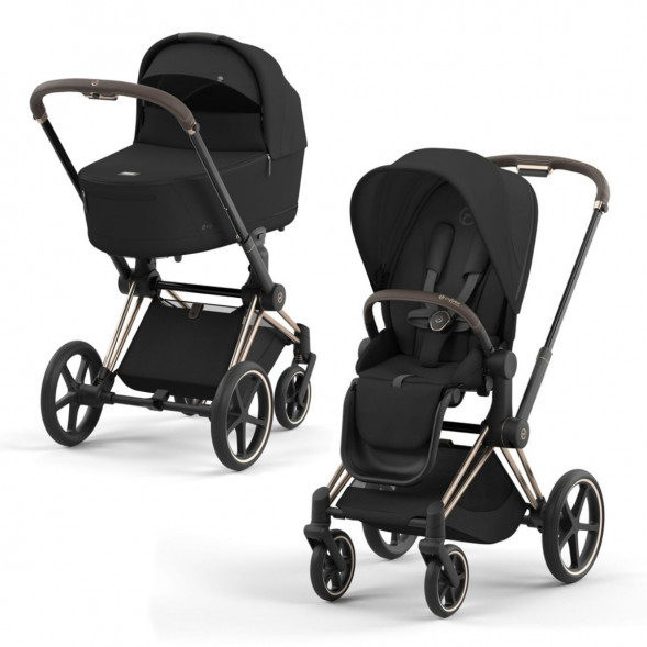 Коляска 2 в 1 Cybex Priam IV Sepia Black, шасси Rosegold в Нижнем Новгороде