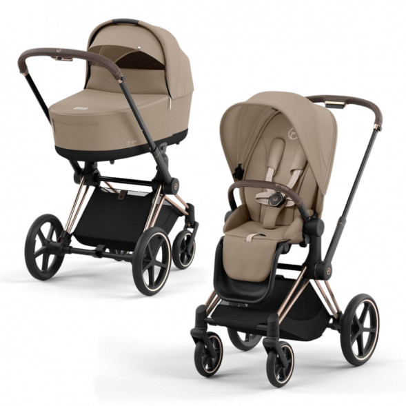 Коляска 2 в 1 Cybex Priam IV Cozy Beige, шасси Rosegold в Нижнем Новгороде