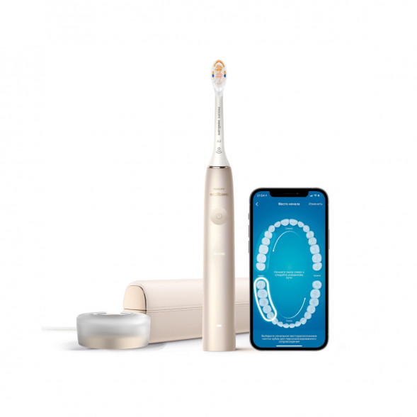 Звуковая зубная щетка Philips Sonicare 9900 Prestige HX9992, золотистое шампанское в Нижнем Новгороде