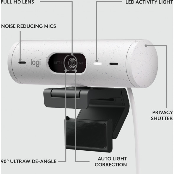 Веб-камера Logitech Brio 500, белый в Нижнем Новгороде