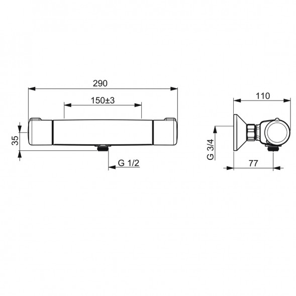 Термостатический смеситель для душа Oras Nova (7460-33), матовый чёрный в Нижнем Новгороде