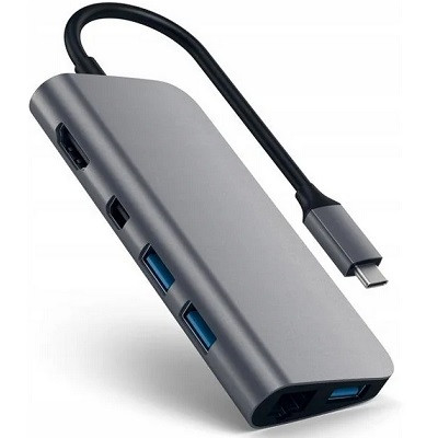 USB-концентратор Satechi Aluminum Type-C Multimedia Adapter (ST-TCMM8PA), разъемов: 4, space gray в Нижнем Новгороде