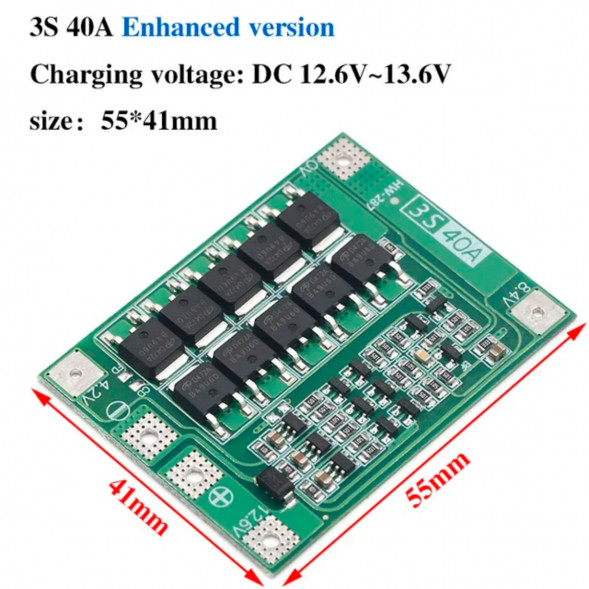 Плата защиты аккумулятора BMS 3S 40A 12.6 для Li-ion в Нижнем Новгороде