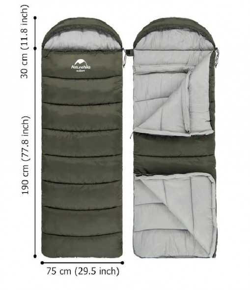 Спальный мешок Naturehike U250 (Левый), зеленый в Нижнем Новгороде