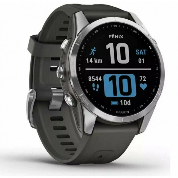 Умные часы Garmin Fenix 7s серебристый с графитовым силиконовым ремешком 010-02539-01 в Нижнем Новгороде