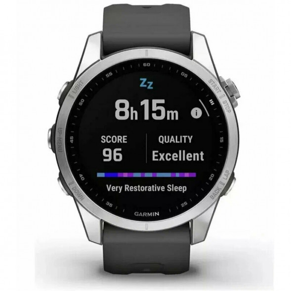 Умные часы Garmin Fenix 7s серебристый с графитовым силиконовым ремешком 010-02539-01 в Нижнем Новгороде