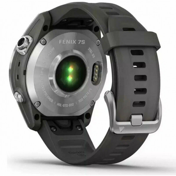 Умные часы Garmin Fenix 7s серебристый с графитовым силиконовым ремешком 010-02539-01 в Нижнем Новгороде