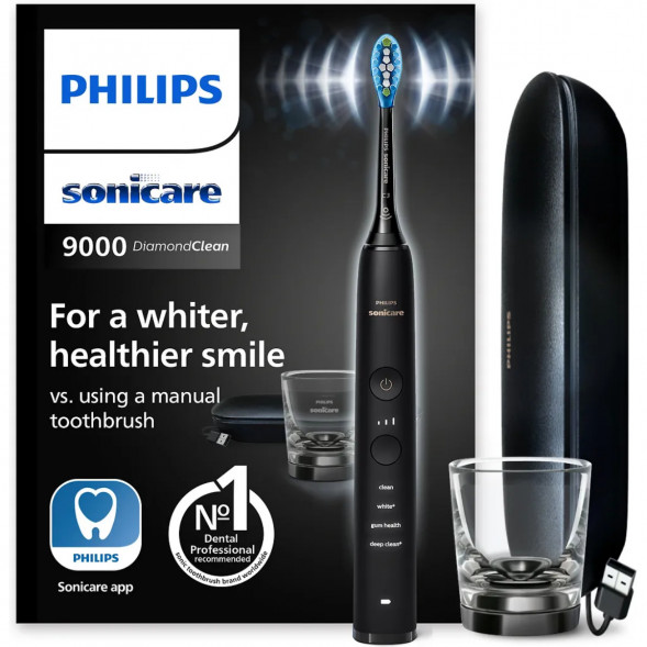 Электрическая зубная щетка Philips Sonicare Diamond Clean 9000 с USB-футляром и зарядным стеклом HX9911/09 в Нижнем Новгороде