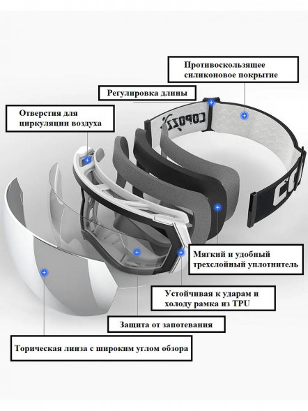 Горнолыжные очки для сноуборда Copozz (голубой, белый) в Нижнем Новгороде