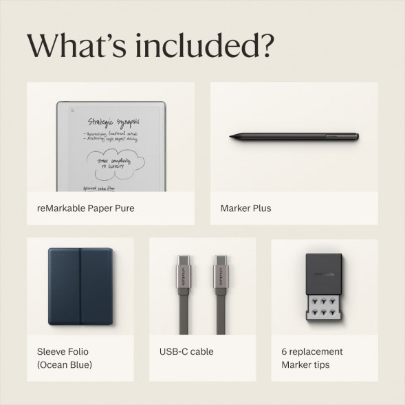 Графический планшет reMarkable Paper Pure+Marker Plus+Sleeve Folio, Ocean Blue в Нижнем Новгороде